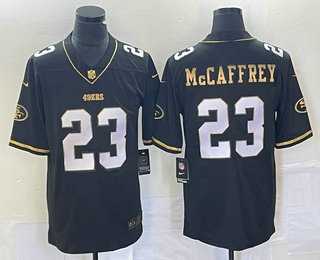 Men%27s San Francisco 49ers #23 Christian McCaffrey Black Gold Vapor Untouchable Limited Stitched Jersey